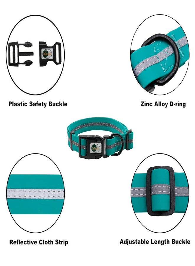 NIMBLE Dog Collar Waterproof Pet Collars Anti-Odor Durable Adjustable PVC & Polyester Soft with Reflective Cloth Stripe Basic Dog Collars S/M/L Sizes (Medium (11.81”-18.5”inches), Emerald Green) - Image 4